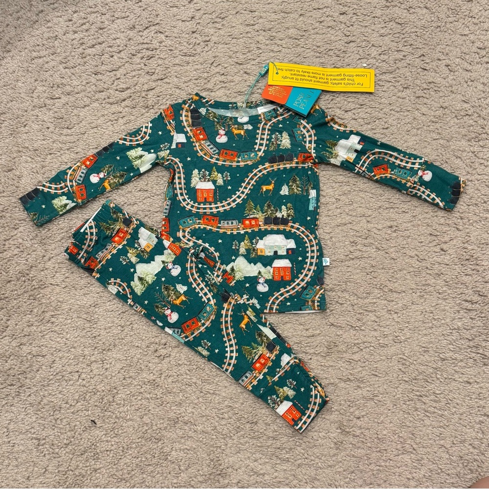 Posh Peanut Holiday Winter Christmas Train PJ Set